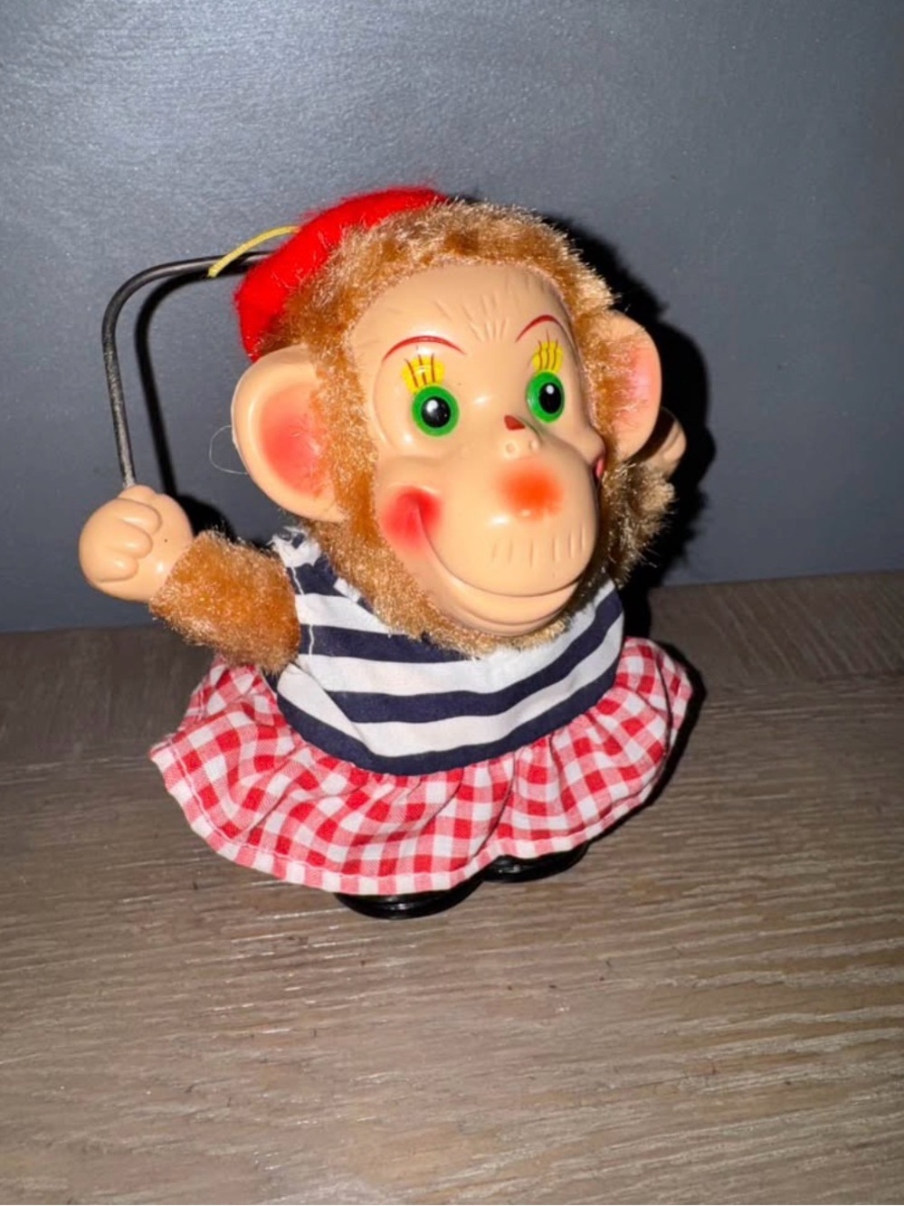 Vintage jumping rope battery op monkey